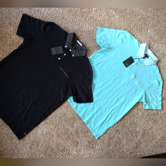 Good Man Brand Black and Light Blue Polo Shirts NWT - Picture 1 of 8